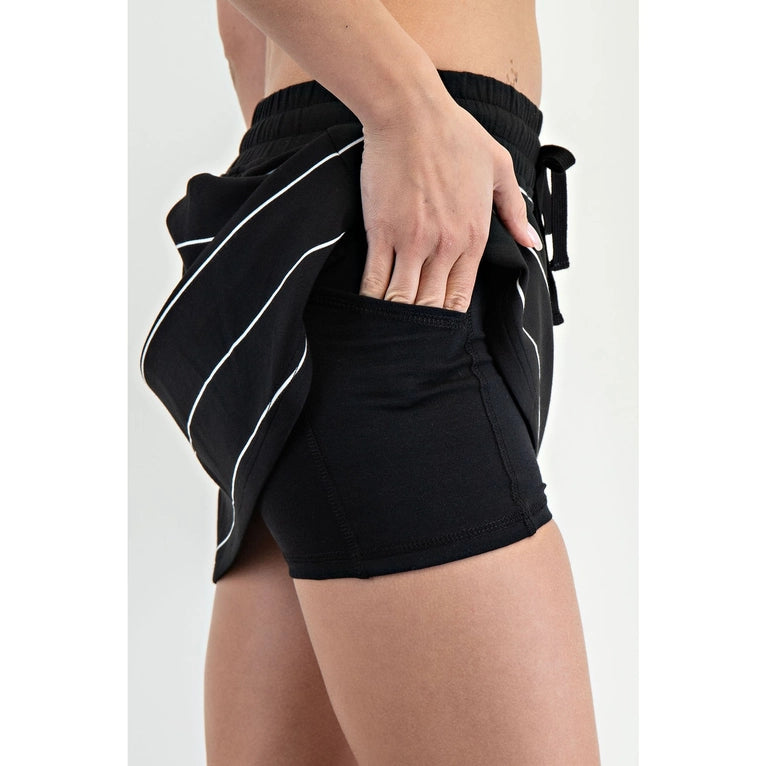 Black Modal Scuba Stripe Skort