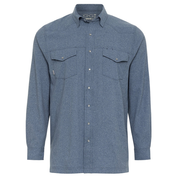 Deep Water Pearl Snap Shirt-Long Sleeve