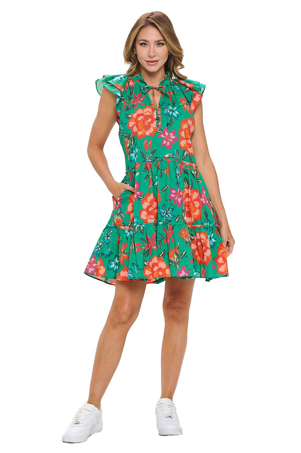Isla Tiered Dress-Green