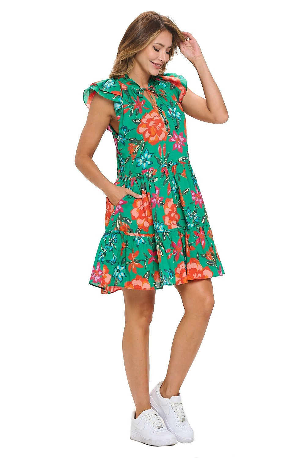 Isla Tiered Dress-Green