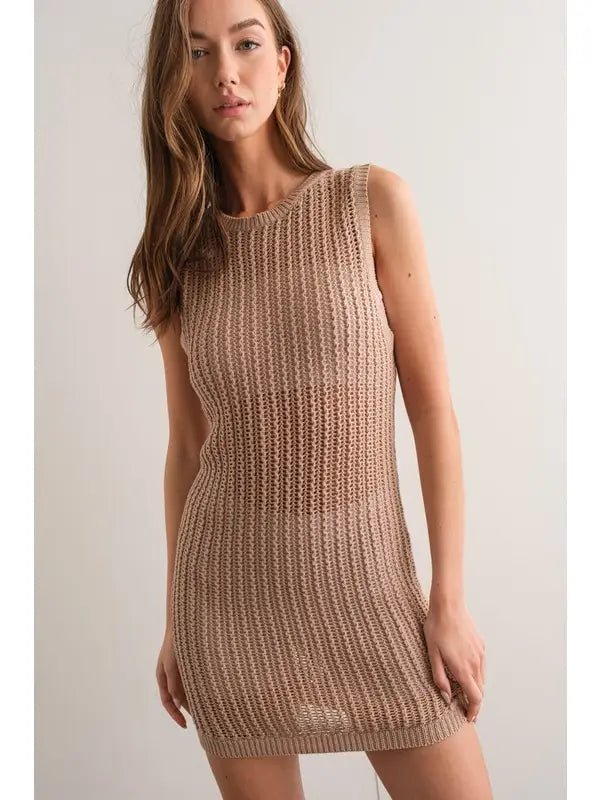 Aliza Sleeveless Crochet Mini Dress