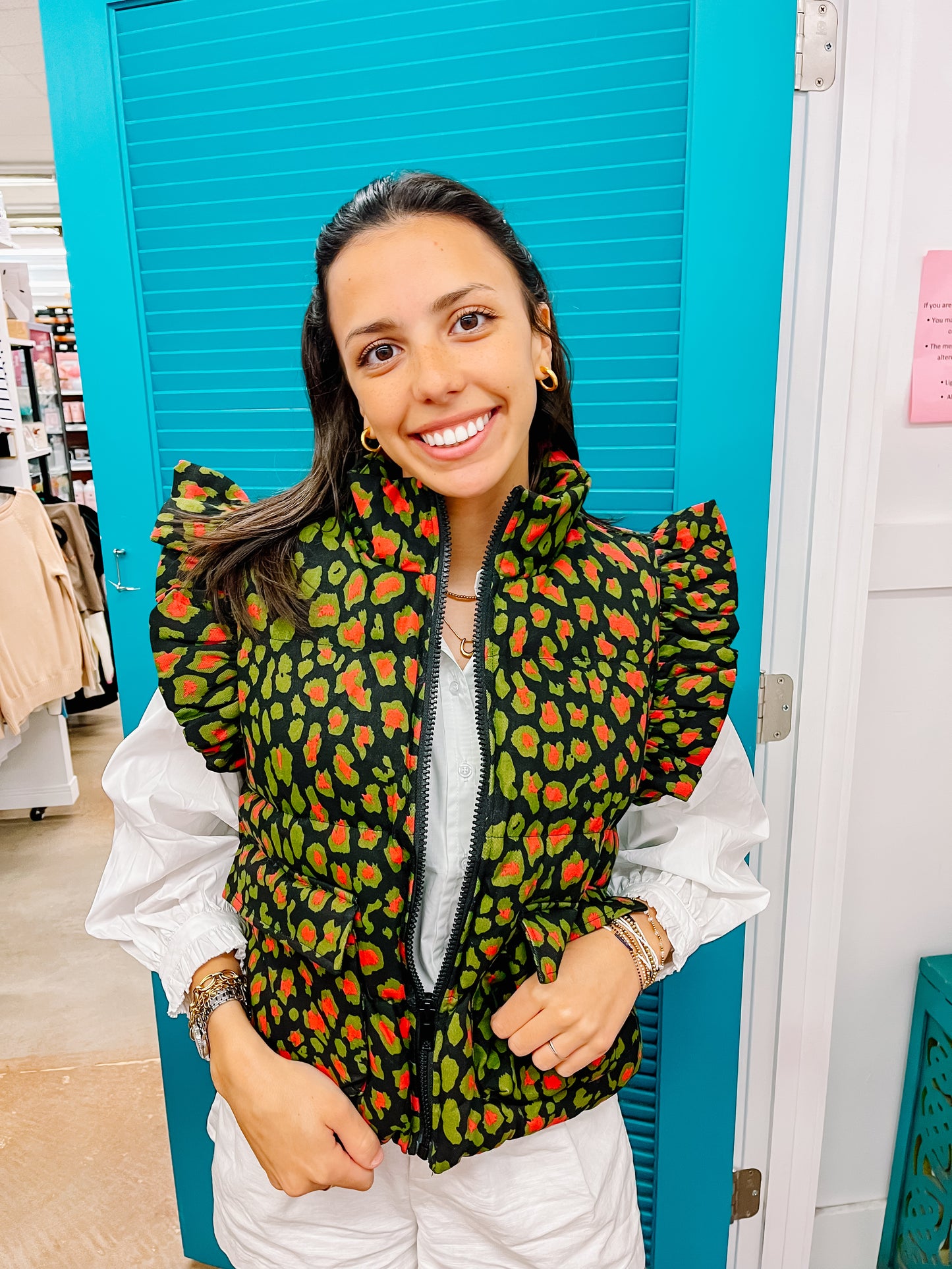 Ruffle Wild Print Vest