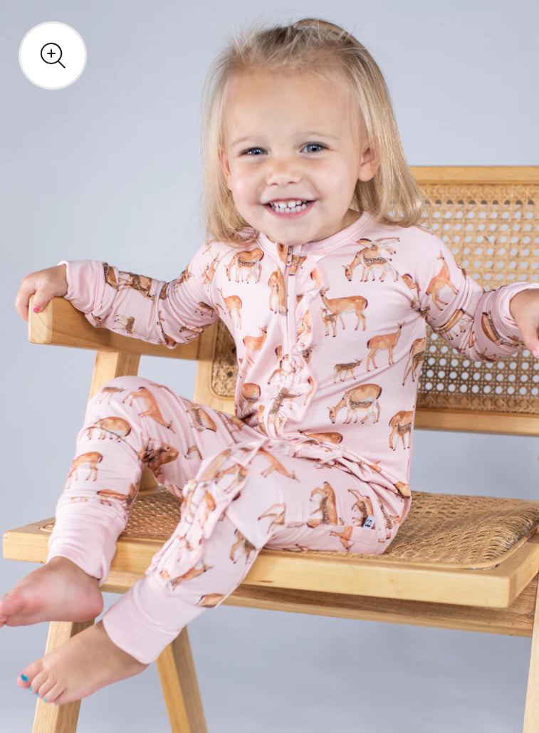 Does and Fawns Zip-Up Pajamas Kids