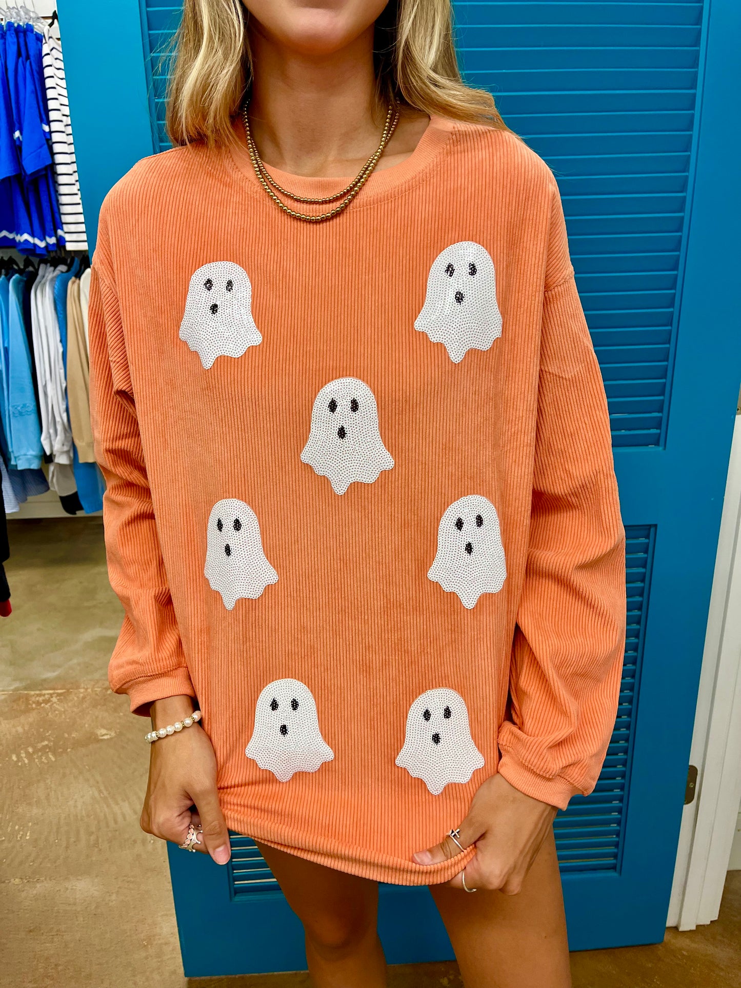 Orange Ghost Patched Sweatshirt