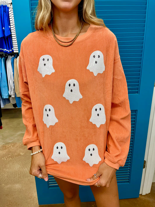 Orange Ghost Patched Sweatshirt