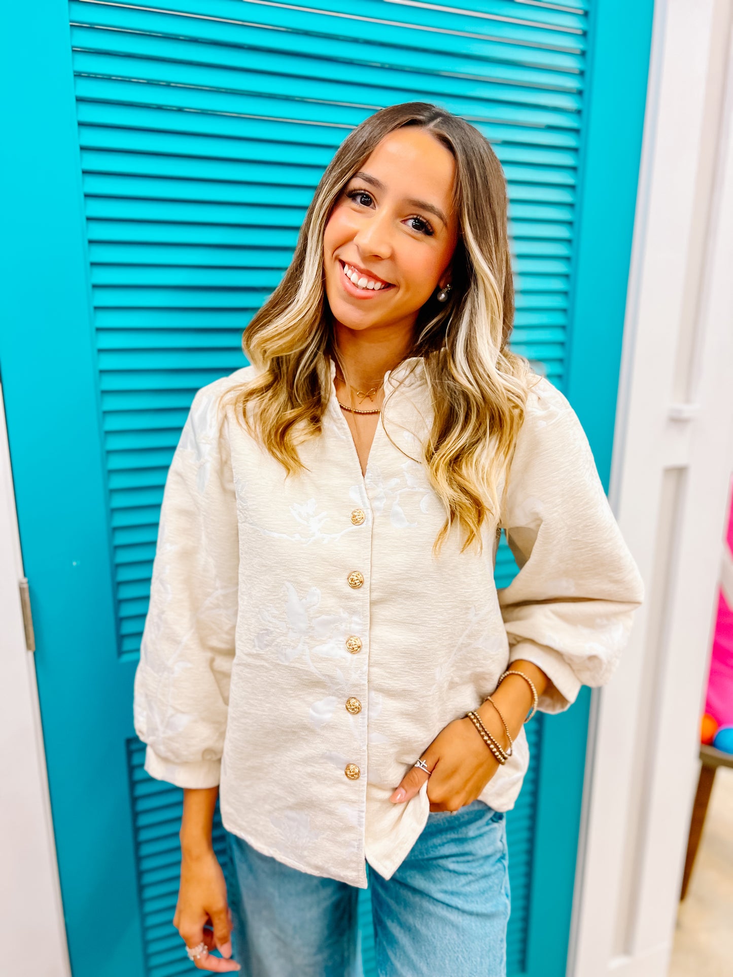 Ivory Petal Button-Up