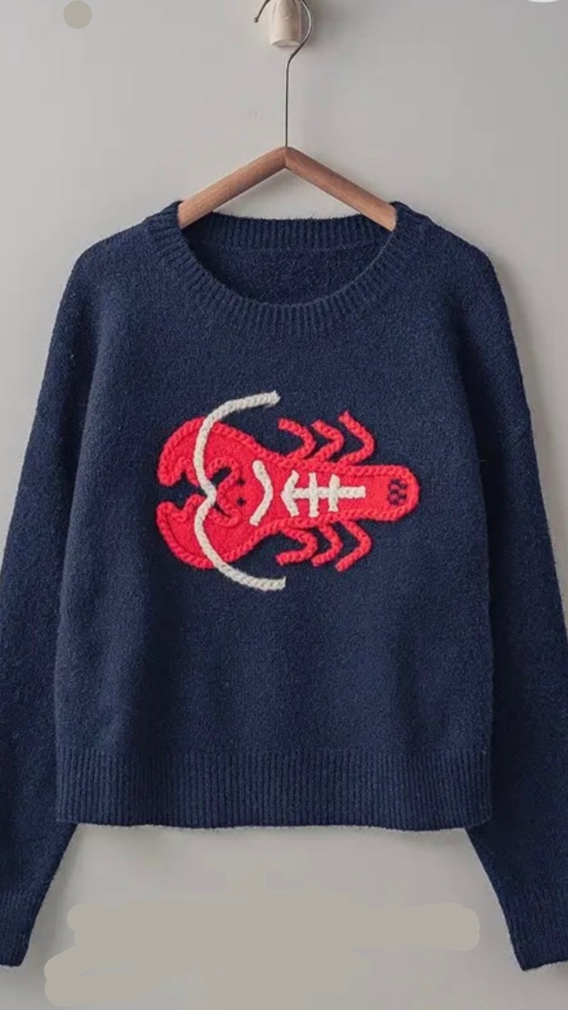 Embroidered Red
Lobster Nautical Sweater
