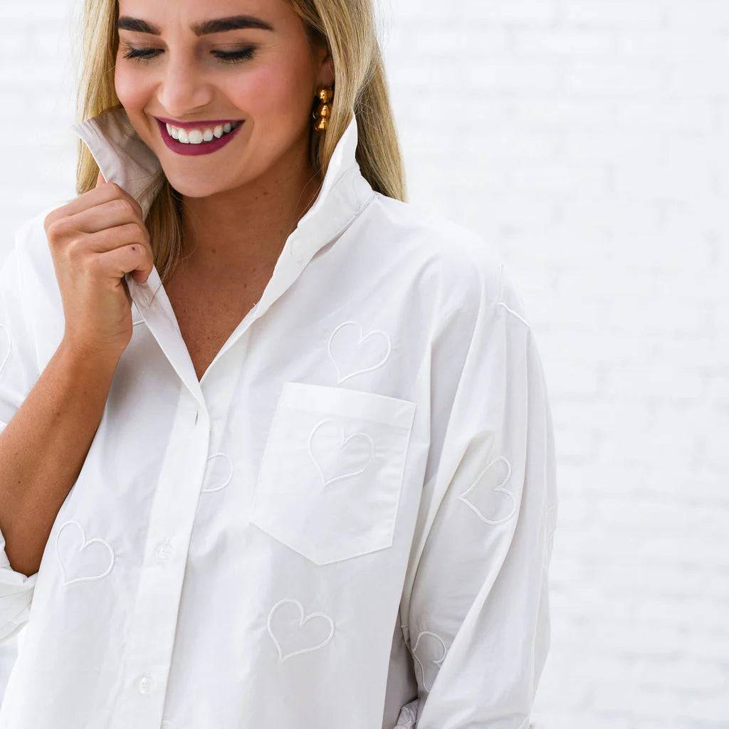 Abby Swing Heart Top White