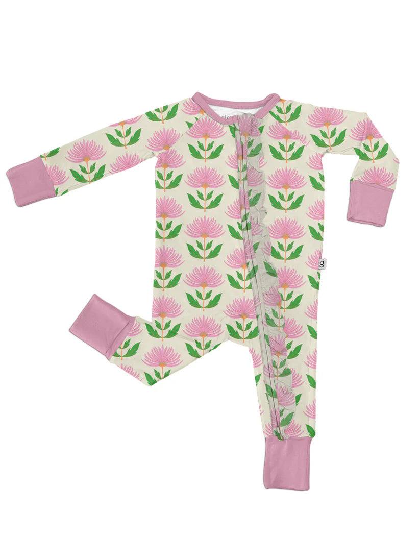 LS Zip PJ- Pink Block Flower