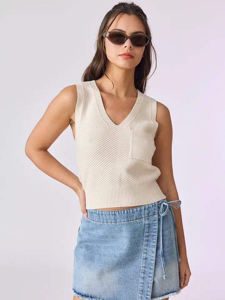Hailey V-neck Front Pocket Tank Top