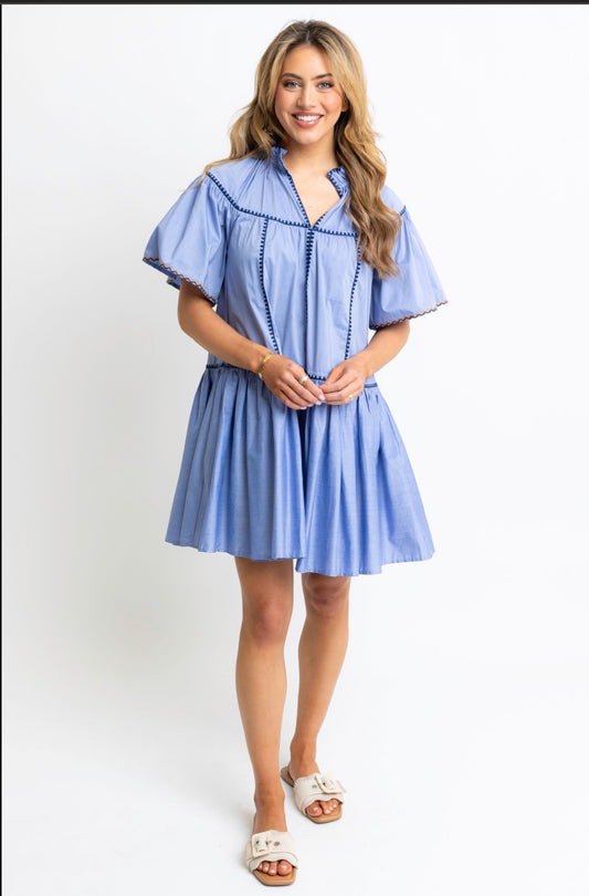 Coastal Blue Linen Dress