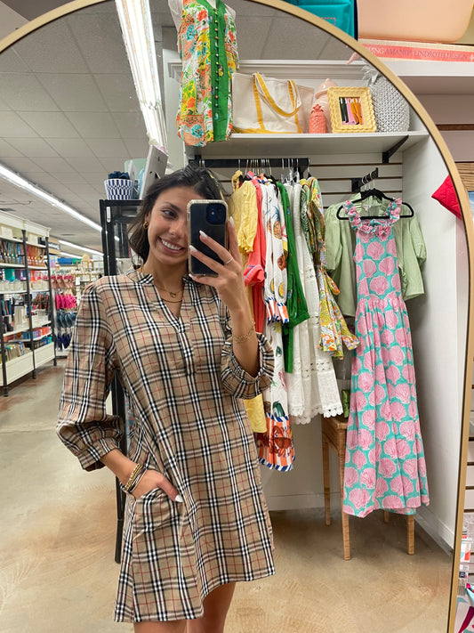 Plaid Taupe Vintage Dress