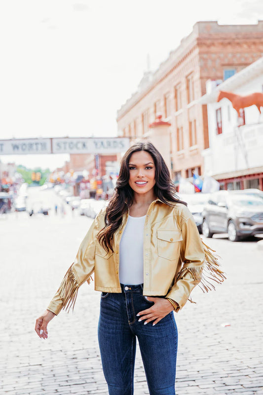 Metallic Gold Fringe Jacket