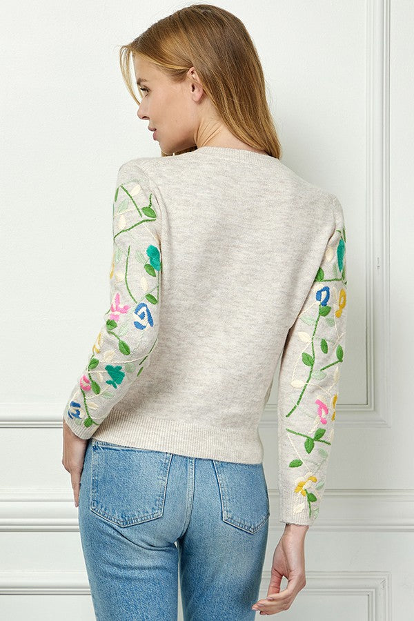 Embroidered Button Cardigan