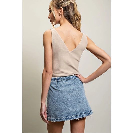 Stone Wash Denim Skort