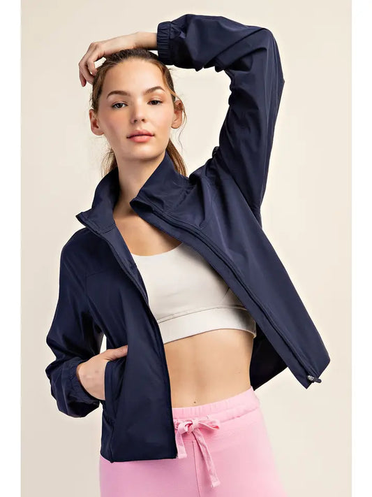 Navy Nylon St Woven Tennis Jacket