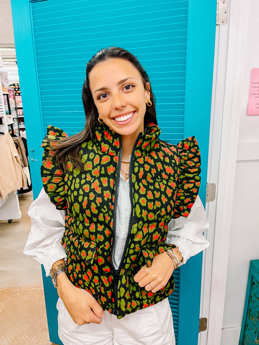 Ruffle Wild Print Vest