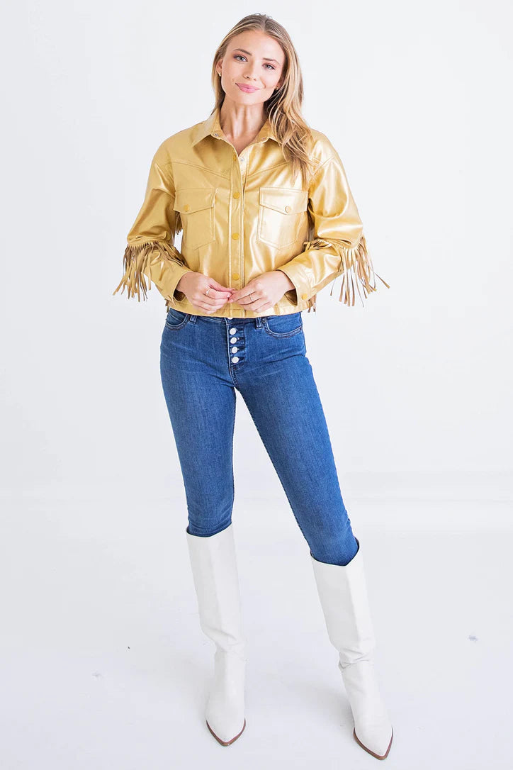 Metallic Gold Fringe Jacket