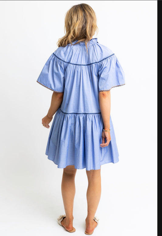 Coastal Blue Linen Dress