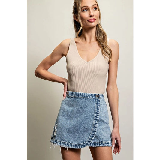 Stone Wash Denim Skort