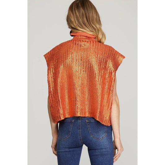 Orange Metallic Sweater