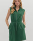Hunter Green Solid Zip Up Dress