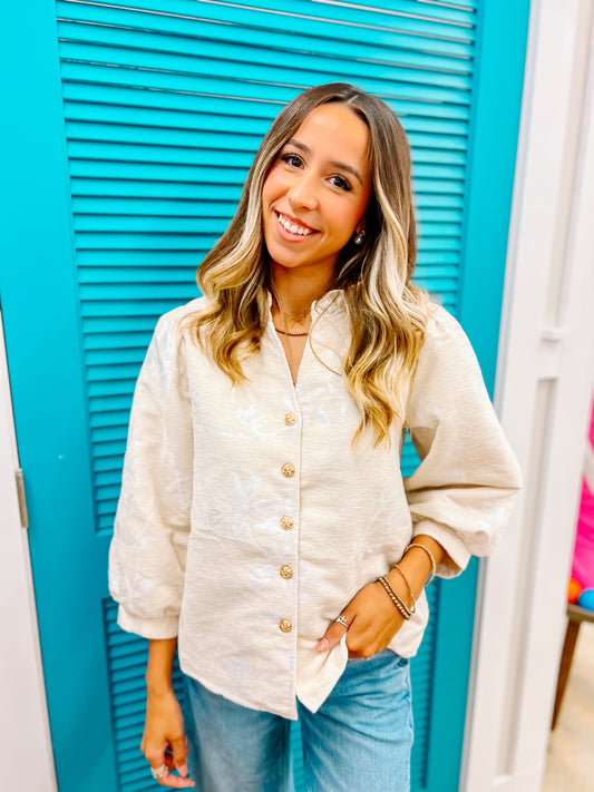 Ivory Petal Button-Up