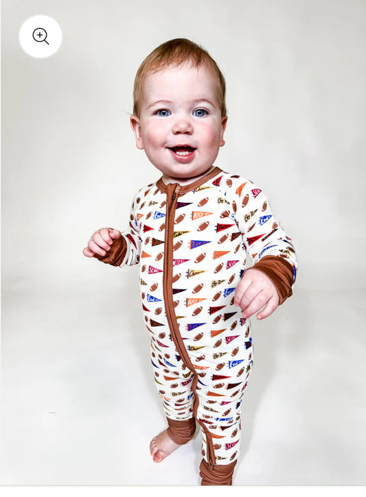 Varsity Flags Zip-Up Pajamas Kids