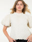 Cream Textured Puff Sleeve Top