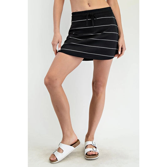 Black Modal Scuba Stripe Skort