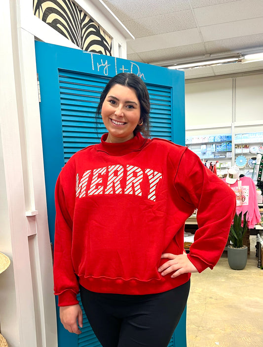 Mock Neck Merry Sweatshirt
