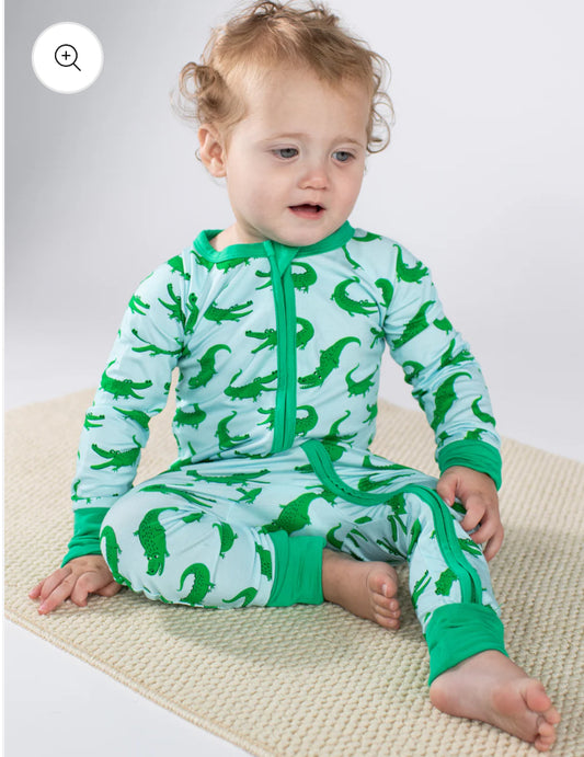 Blue Alligators Zip-Up Pajamas Kids