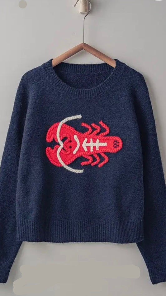 Embroidered Red
Lobster Nautical Sweater