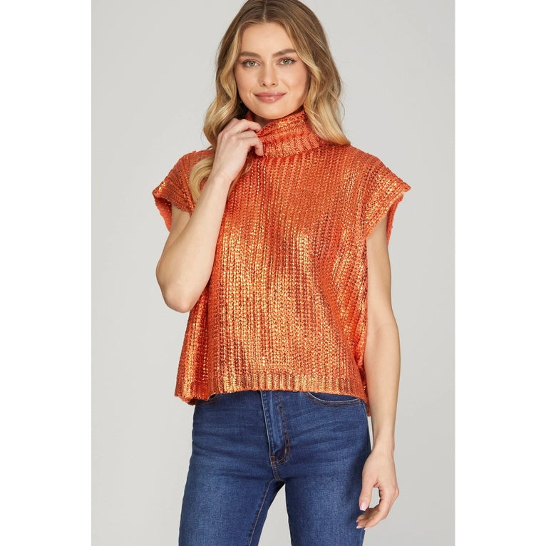 Orange Metallic Sweater