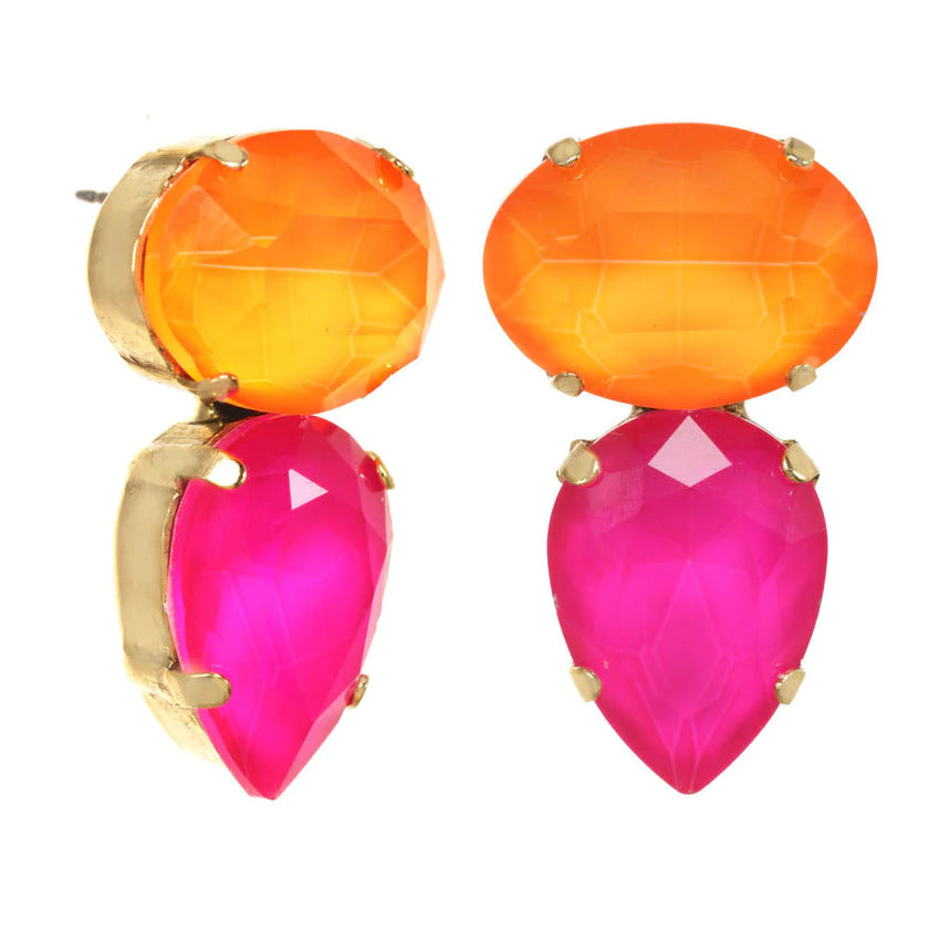 ALLY EARRINGS IN ELECTRIC PINK/ORANGE