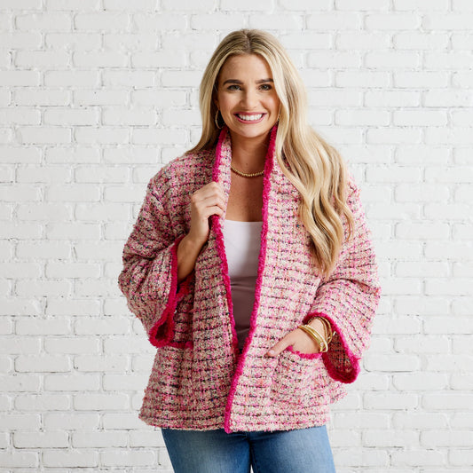 Bridget Tweed Jacket-Multi Pink