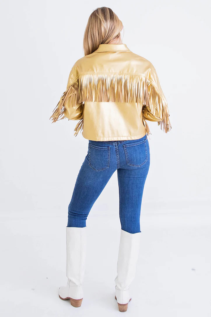 Metallic Gold Fringe Jacket