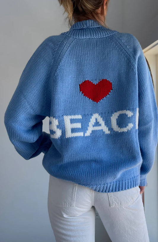 Heart Beach Vintage Cardigan Sweater