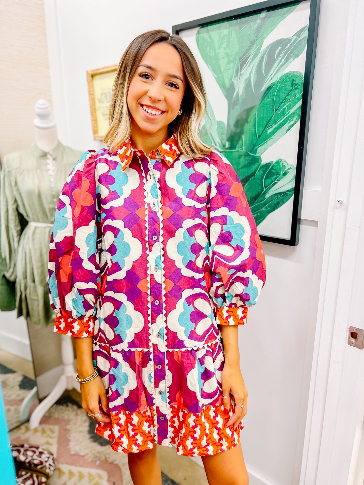 Multicolor Puff Dress