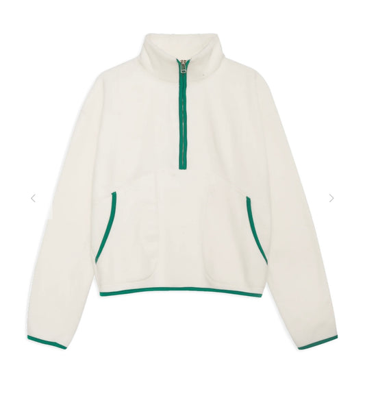 WOMEN'S FAUX SHERPA 1/2 ZIP SWEATSHIRT IN CREAM/JADE