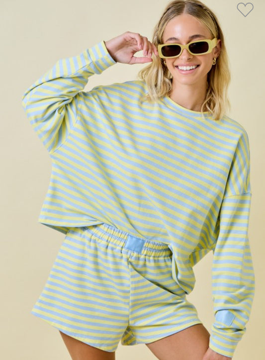 Blue and Lemon Stripped Lounge Set