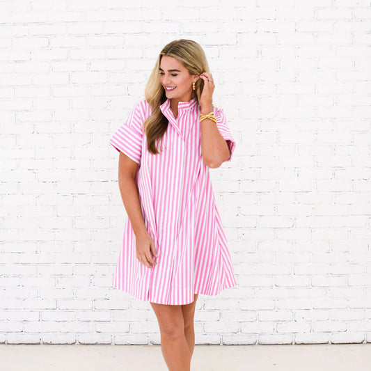 Margot Dress Pink Stripe