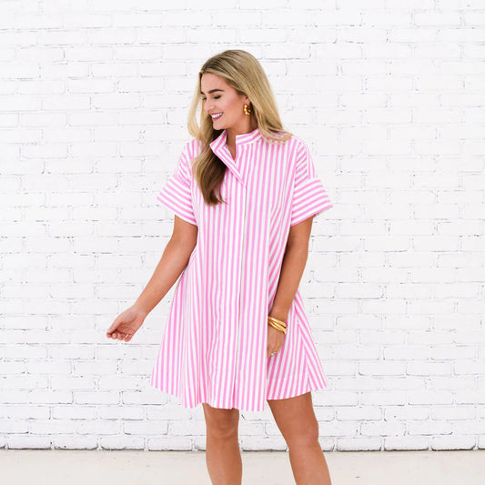 Margot Dress Pink Stripe