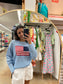 Powder Blue Stars and Stripes Knit Sweater