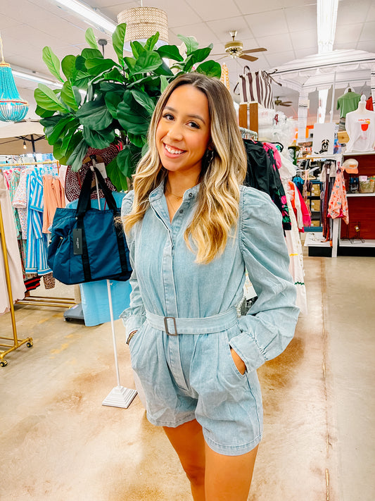 Denim Belt Romper