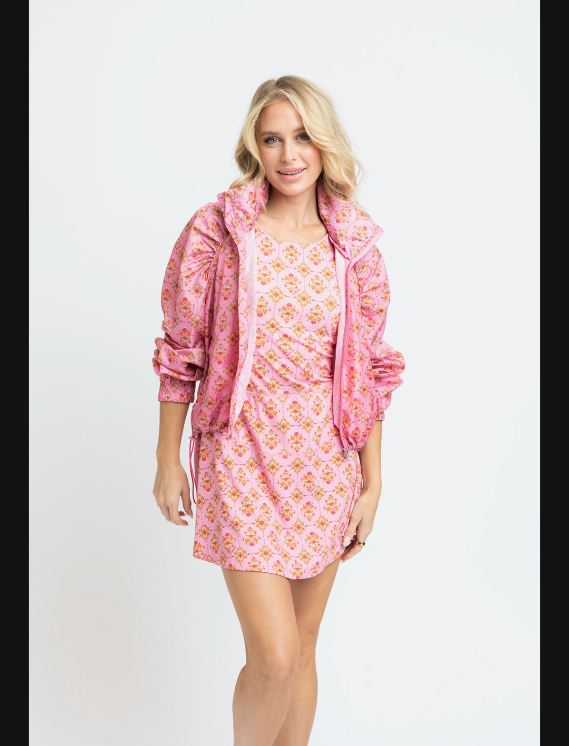 Floral Scallop Pink Windbreaker