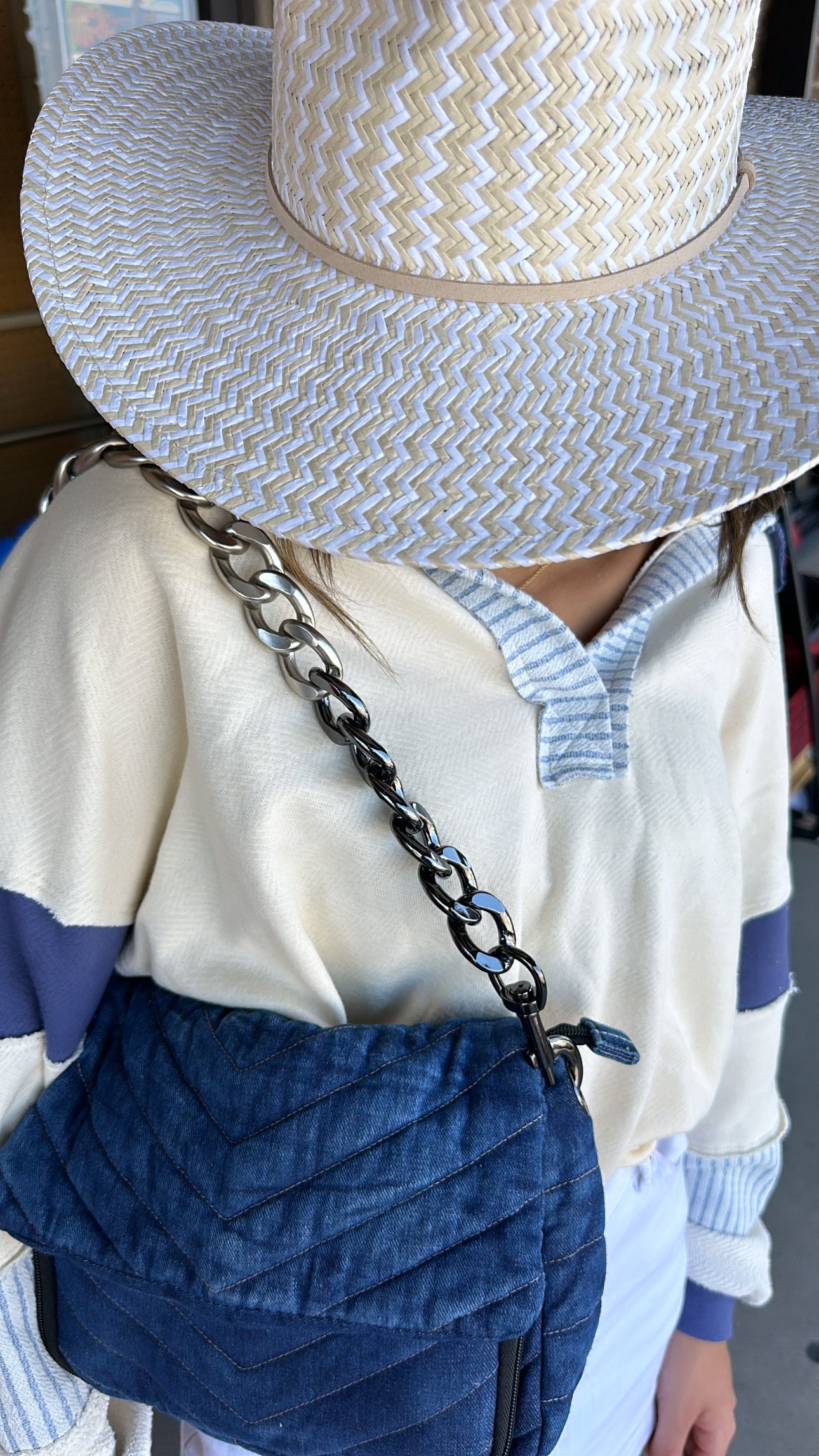 Colorblock Collared Top- Blue