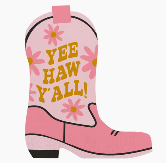 Boot Shaped Cocktail Napkins | Yee Haw - Die Cut - 16ct