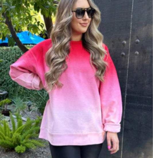 Ombre Corded Crew Red/Pink