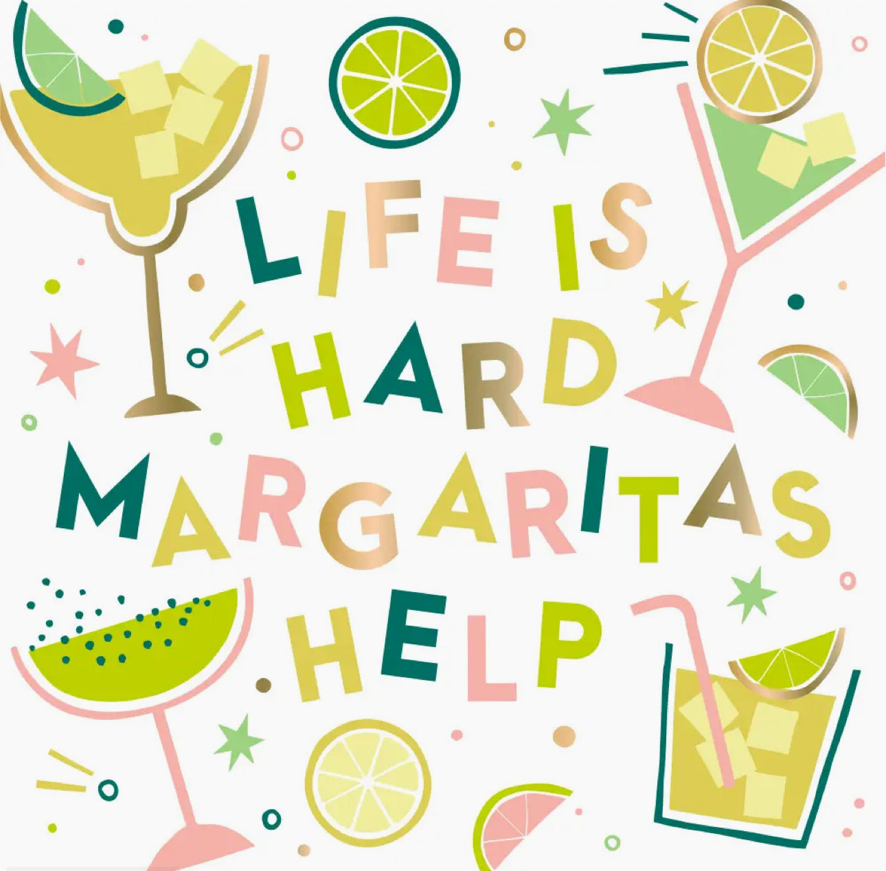 Cocktail Napkins | Margaritas Help - Foil - 20ct